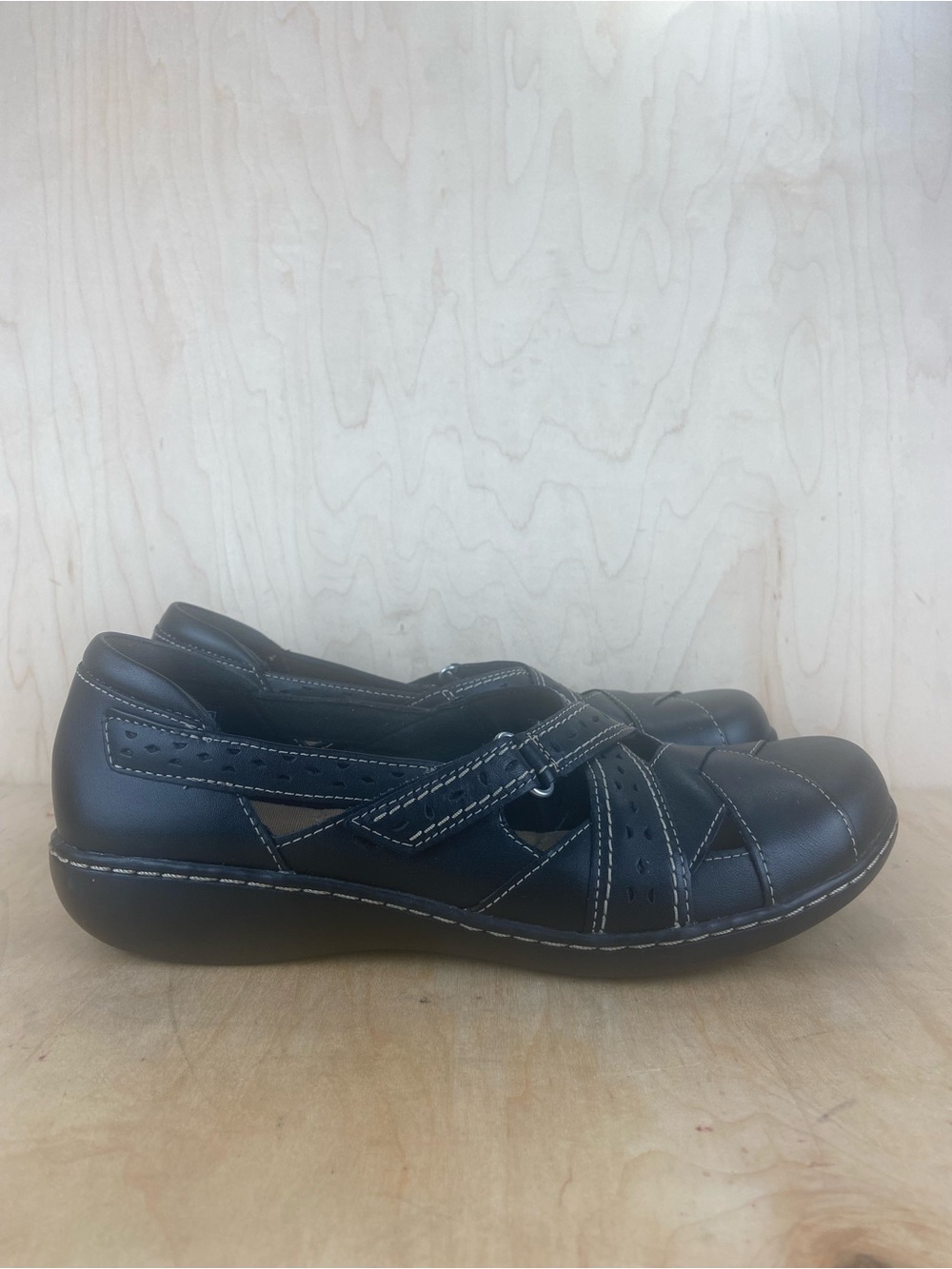 Clarks Ashland Spin Q Women’s Black Leather Comfort Mary Jane Shoes Size 11